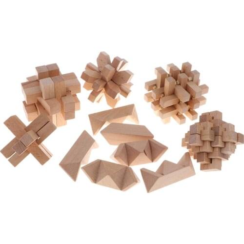 Chinese Wooden Brain Teaser Toy Kong Ming Puzzle Lock IQ Test Game Intelligence Toy for Adults Children