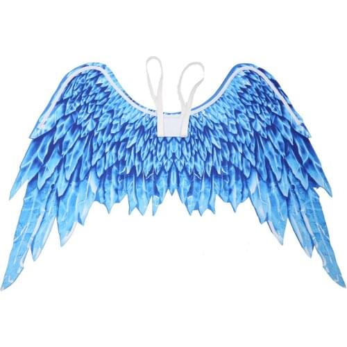 Adult Cosplay Angle Blue 3D Printed Wing for Halloween Carnival Party Props Foldable Non-woven Angel Wing Performance Suit