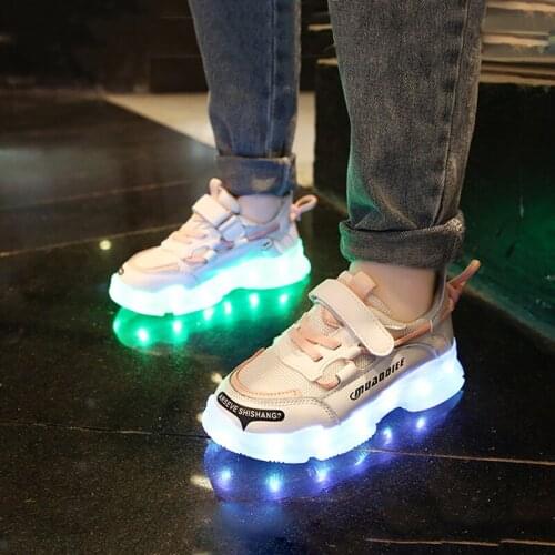 2021 Size 25-36 LED Shoes for Children Kids Luminous Sneakers Boys Sports Running Sneakers Toddler Fashion Children Casual Shoes
