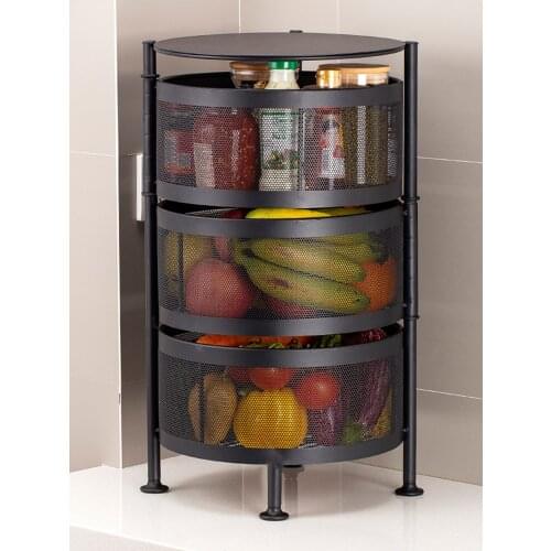 Kitchen Vegetable Shelving Multi-layer Floor Round Rotating Vegetable Basket Fruit Storage Basket for Household Items