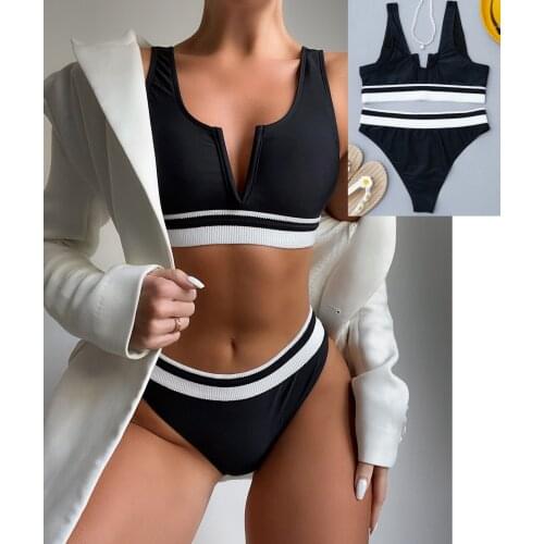 Two Piece V Neck Striped Swimwear Women Casual Sleeveless Swimming Tops Shorts Beach Bathing Suit