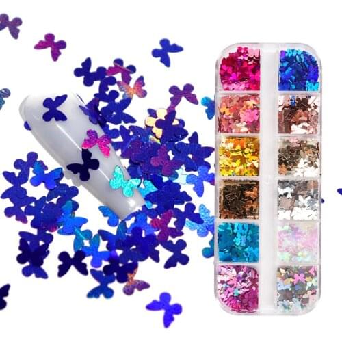 Laser Holographic Nail Art Glitter Flakes Butterfly Sequins For Nail Design French Manicure Decals Decoration Nails Accessories