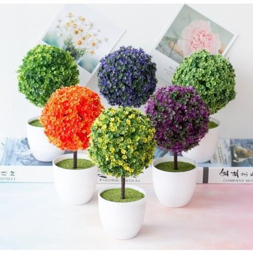 Simulation potted bonsai plants Sakura snowballgrass ball home office decoration flower creative