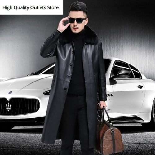 Men genuine leather trench outerwear men sheepskin