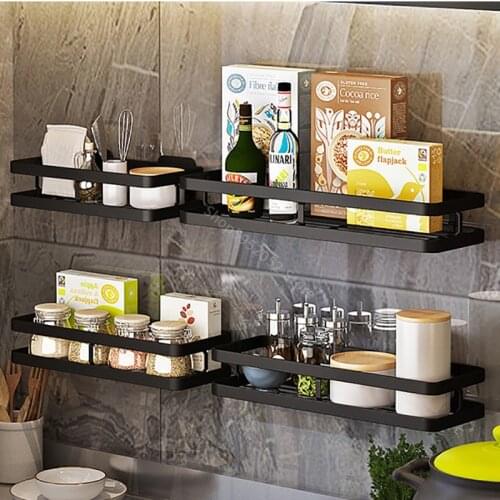 Wall Mounted Storage Holder Kitchen Spice Rack Bathroom Toiletries Shelf Storage Basket Kitchen Seasoning Rack Organizer