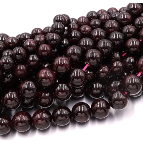 Natural red garnet round beads stone nice quality charm perle for needlework Jewelry Making DIY women Bracelet Necklace