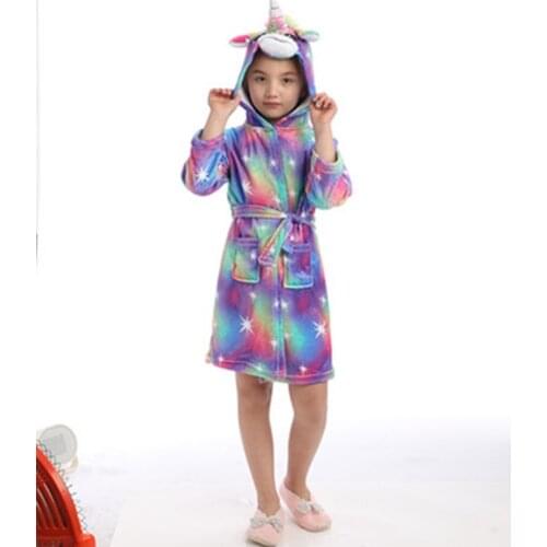 New Children Bath Robe Baby Towel Childrens star Unicorn Hooded Bathrobes For Boys Girls pajamas Kids Sleepwear Robe 3-8T