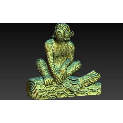 Monkey 3D model for cnc or 3D printers in STL file format 3D carved animal sculpture STL model
