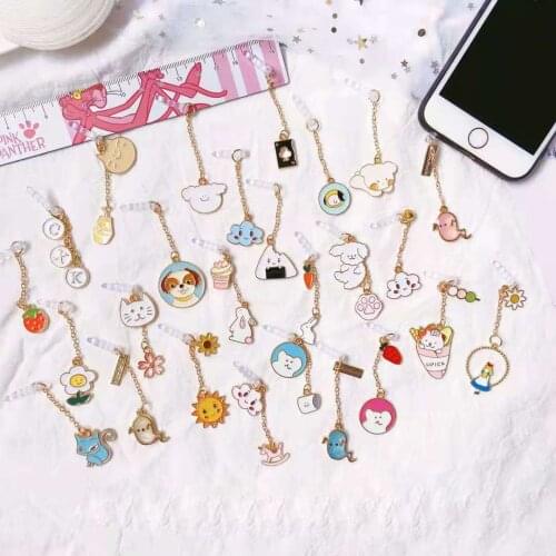 Original Handmade Girl Heart Phone Cute Dust Plug Universal Phone Long Chain Earphone Hole Plug