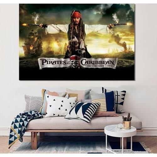 Pirates Posters and Prints Actor Johnny Depp Artwork Painting Canvas Wall Art Modern Home Decorations