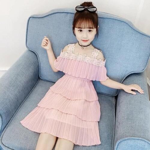Girl Dresses Chiffon Layered Girl Child Summer Dress Casual Style Children Party Dresses Sling Clothes Girl 4 5 6 7 8 10 12 Year