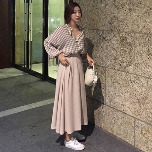 Casual Shirt Femme Kimono Women Summer Autumn Plaid Cotton Sexy V Neck Long Sleeve Tops Blouse Female Plus Size