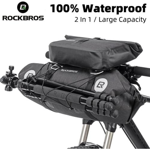 ROCKBROS 100% Waterproof Bicycle Bag Big Capacity Front Frame Tube Cycling Bag MTB Handlebar Bag Trunk Pannier Bike Accessories