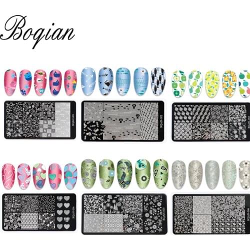 BQAN Nail Art Templates Stamping Plate Design Flower Animal Glass Temperature Lace Stamp Templates Plates Image