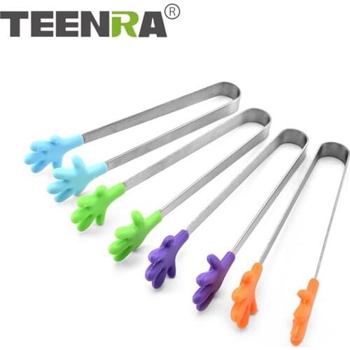 TEENRA Stainless Steel Silicone Kitchen BBQ Tongs Cooking Forceps BBQ Tongs Food Salad Bacon Steak Bread Clip Tool