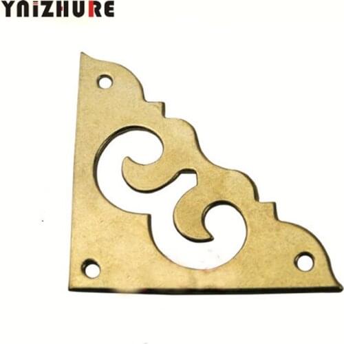 16pcs 30mm Chinese Antique Furniture Copper Wrap Angle Corner Piece Cabinet Door Corner Flower Piece Of Hardware Accessories