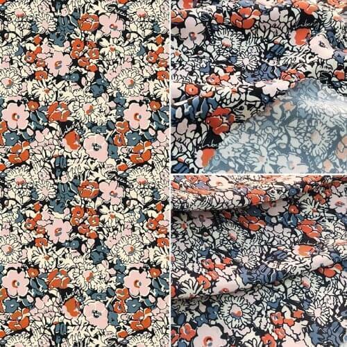 Spring / Summer 2021 New European and American Brand Small Red Flower Stretch Satin Custom Printed Clothing Fabric