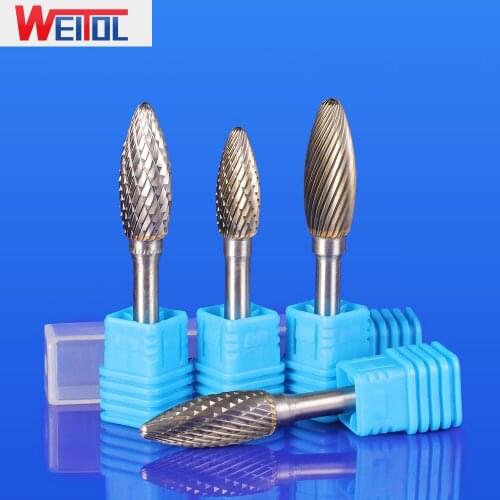 WeiTol down cut carbide burrs H rotary files cnc engraving bits grinder tools solid carbide rotary cutter for power tools
