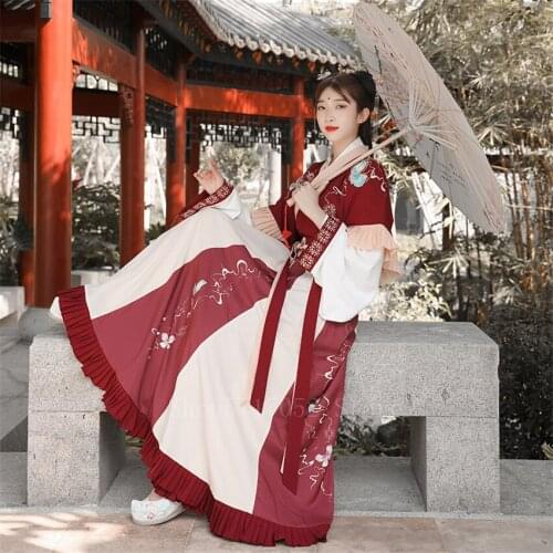 Fairy Ancient Chinese Costume Hanfu Dress 6 Meter Pendulum Women Embroidery Retro Ming Dynasty Princess Festival Outfit Folk