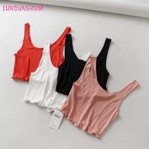 LUNDUNSHIJIA 2019 Summer Europe Feminino Camisole Top Womens Cropped Sexy Rib Tube Tops 4 Colors