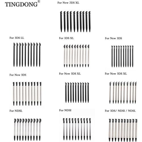 10pcs black Plastic Stylus Touch Screen Metal Telescopic Stylus Pen for Nintendo 3DS XL LL New 2DS / 3DS LL XL For NDSL NDSi