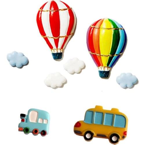 10Pc Resin Creative Car Hot Air Balloon Decoration Crafts Kawaii Flatback Cabochon Embellishments DIY Accessories