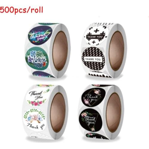 4 Styles Thank You Stickers Floral Plaids Black Types Thank You Scrapbooks Sealing Labels For Gift Packing Wedding Decorations