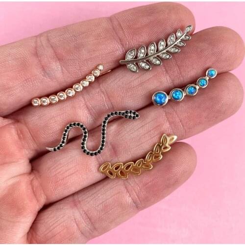 5 Pcs/set Boho Snake Blue Black White Crystal Stone Leaf Stud Earrings Set Vintage Rudder Earring for Women Brincos Boho Jewelry