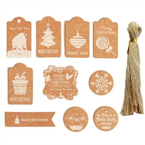 50/200 Pcs Merry Christmas Card Santa Claus Greeting Cards Kids Gift Wrapping Paper Hanging Tags Xmas Thanks Cards For Party