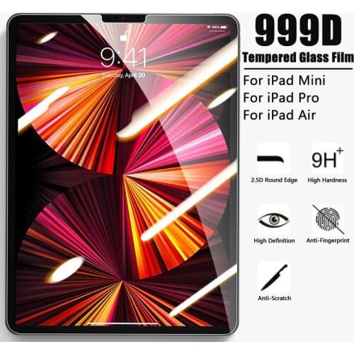 999D Tempered Glass Screen Protector For Apple iPad Mini 5 Air 4 3 2 1 Explosion-Proof film For iPad Pro 11 9.7 10.9 10.2 7 8th