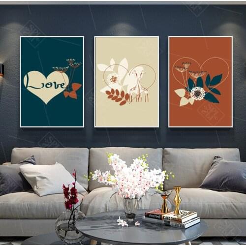 Abstract Flowers Home Decoration Canvas Painting lOVE Quotes Art Posters Hd Printed Wall Art Picture for Living Room No Framed