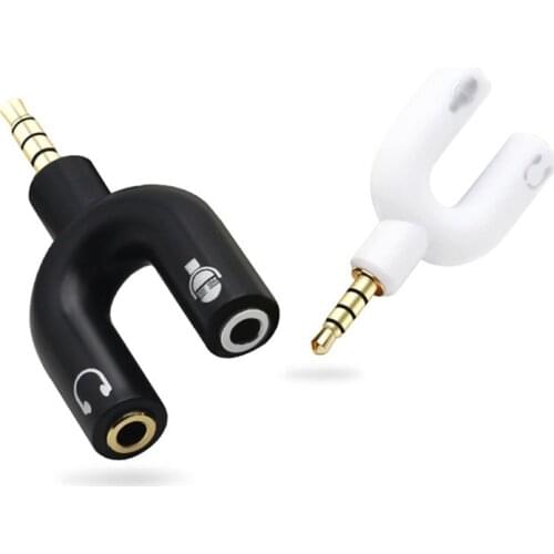 Headset Adapter, Microphone and Headphone Splitter - 3.5mm Male Aux to 3.5mm Female Audio & Mic Combo Jack Y Adapter