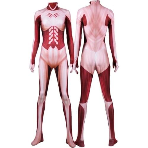 Annie Leonhardt Female Titan Cosplay Costumes 3D Print Attack on Titan Halloween Zentai Catsuit Lycra Woman Girls Ladys Bodysuit