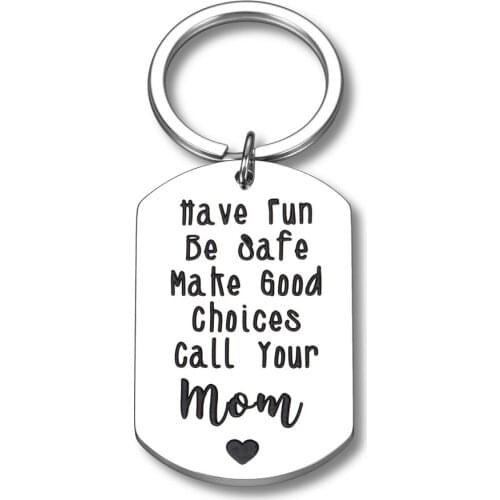 Sweet 13 16 18 21th Birthday Gift Keychain for Daughter Son From Mom Dad Have Fun Be Safe Call Your Mom Keychain Graduation Gift