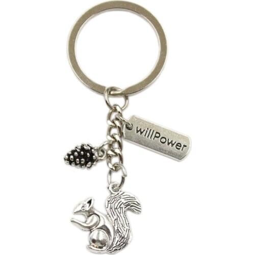Squirrels Love Pine Nuts Will Power Pendants Diy Handmade Men Car Keychain Women Key Ring Jewelry Souvenir For Gift