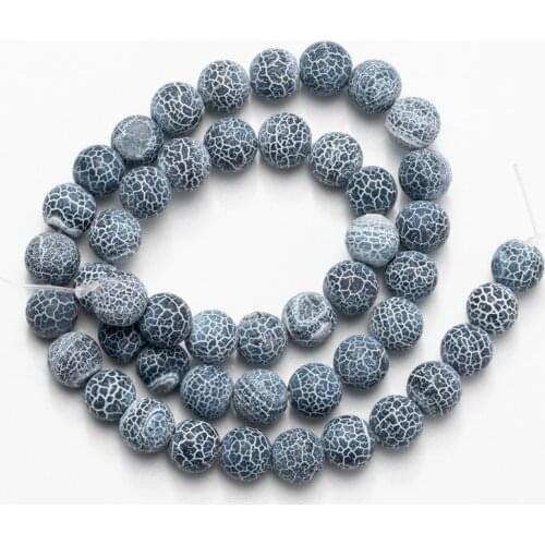 Natural Fire Dragon Veins Black Agates Beads Frost Cracked Dream Loose Stone Beads Necklace Bracelet Earrings Jewelry DIY 4-12mm