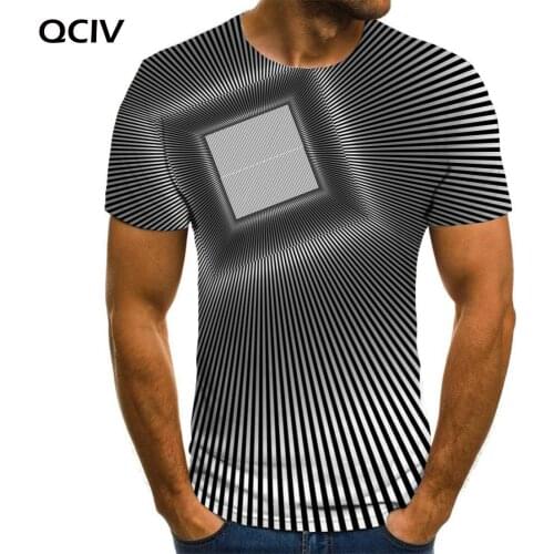 QCIV Dizziness T shirt Men Black And White Funny T shirts Abstract Shirt Print Harajuku Anime Clothes Mens Clothing summer New