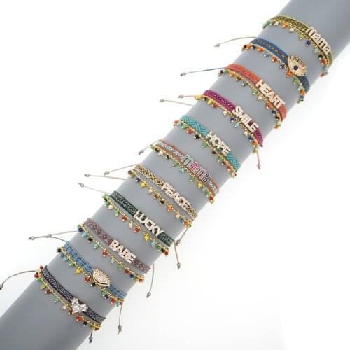 Go2boho Braided Rope Bracelet Boho Friendship Cloth Febric Bracelets Letter Pulsera Bohemian Jewelry Gift Turkish Eye Jewellery