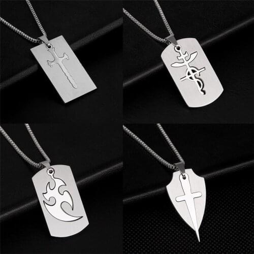 Gothic Men Titanium Steel Cross Necklace Tag Set Detachable Stainless Shield Sword Pendant Women Jewelry Accessories Party