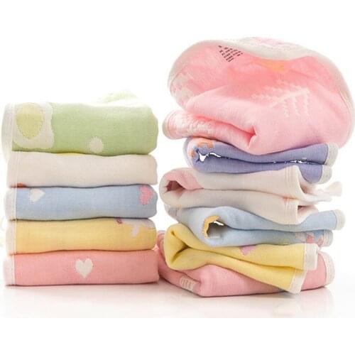 Newborn Kid Baby Boy Girl Cotton Towel Square 6 Layers Gauze Cartoon Hook Design Bibs Good Breathability Cute Sweet burp cloth