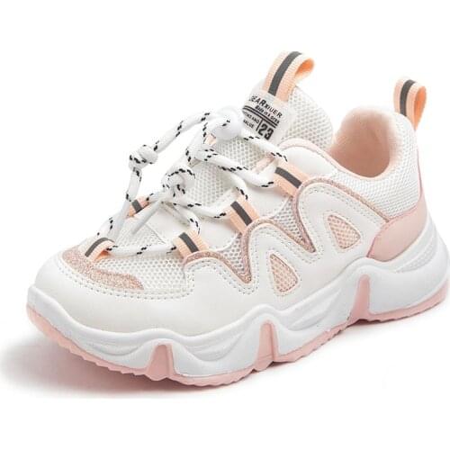 New Girls Shoes Autumn Kids Sport Shoes For Girls Sneakers Students Breathable Mesh Children Shoes Girls Running Light Flats