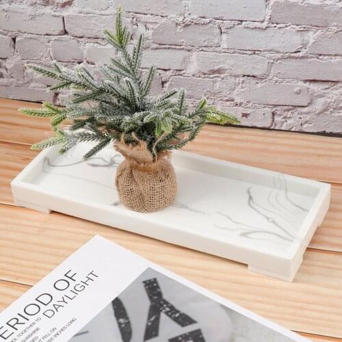 Marble Pattern Storage Trays Bathroom Stand Trays Toilet Tank Storage Tray for Home Hotel (White)