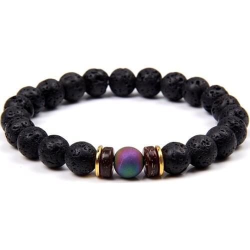 Fashion Natural Volcanic Rocks Lava Stone Bracelet Plating Stone Electroplated Beads Charm Bracelet Attractive Jewelry Gifts