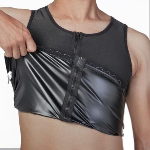 Mens Sauna Vest Shaper Ultra Sweat Shapewear Shirt Man Black Waist Mens Corset Slimming Waist Trainer Shapewear