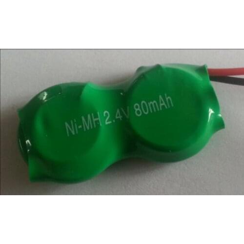 NI-MH BUTTON CELLS RECHARGEABLE battery 80H 2.4V 80mah pack wire