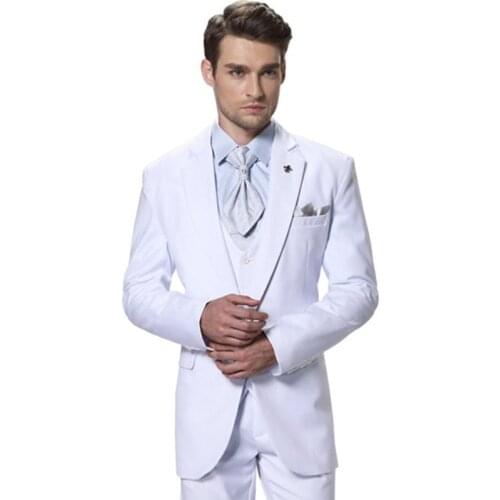 New Mens suits terno slim fit Man white suit formal occasions costume homme Custom make men suit set (coat+pants+vest)