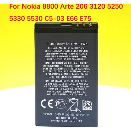 New Original 1200 BL-4U Battery For Nokia 3120c 5250 206 515 5330 5530 5730 XM 6212c Phone With Tracking Number