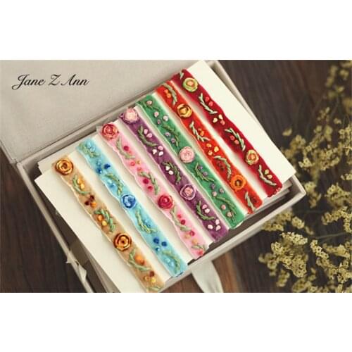 Jane Z Ann National Style Embroidered Hair Band Headdress Flower Baby 0-1 Year Newborn Photography Prop infant studio shoot