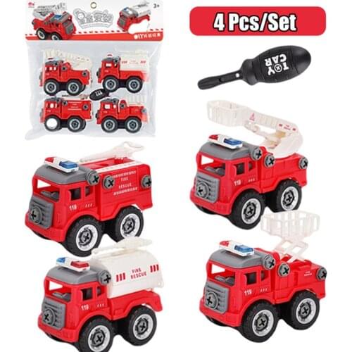 Educational Toys Disassembly Fire truck DIY assembly toy sprinkler Ladder car for boys PuzzleToy cars for boys Christmas gift