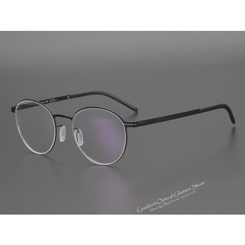 German screw-free design eyewear ultra-light titanium round eyeglasses frame men and women optical prescription glasses frame